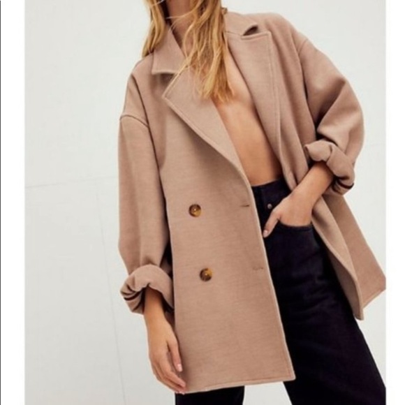 🎉HP🎉. Free People Hannah Oversized Slouchy Blazer / Pea Coat in Camel - Picture 14 of 16
